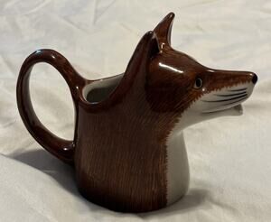 Vintage FOX Creamer The Tail Is The Handle Rare, Quail Brand Pottery
